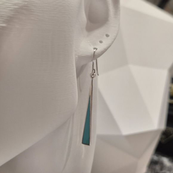Sterling Silver 925 and Turquoise Drop Earrings - Picture 2 of 6
